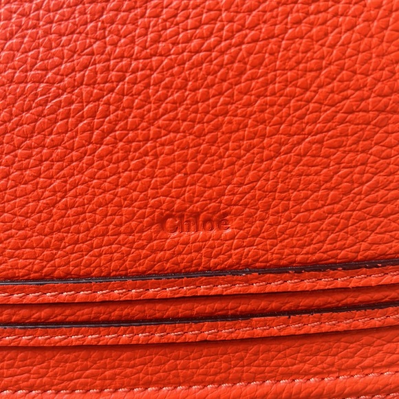 Chloe Marcie Medium Woven Raffia Tote Orange - Picture 7 of 9